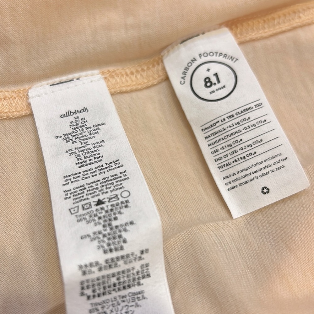 Allbirds Women’s Merino Wool Blend Trino LS Tee Classic Fit Aspen XS NWT - Picture 7 of 7